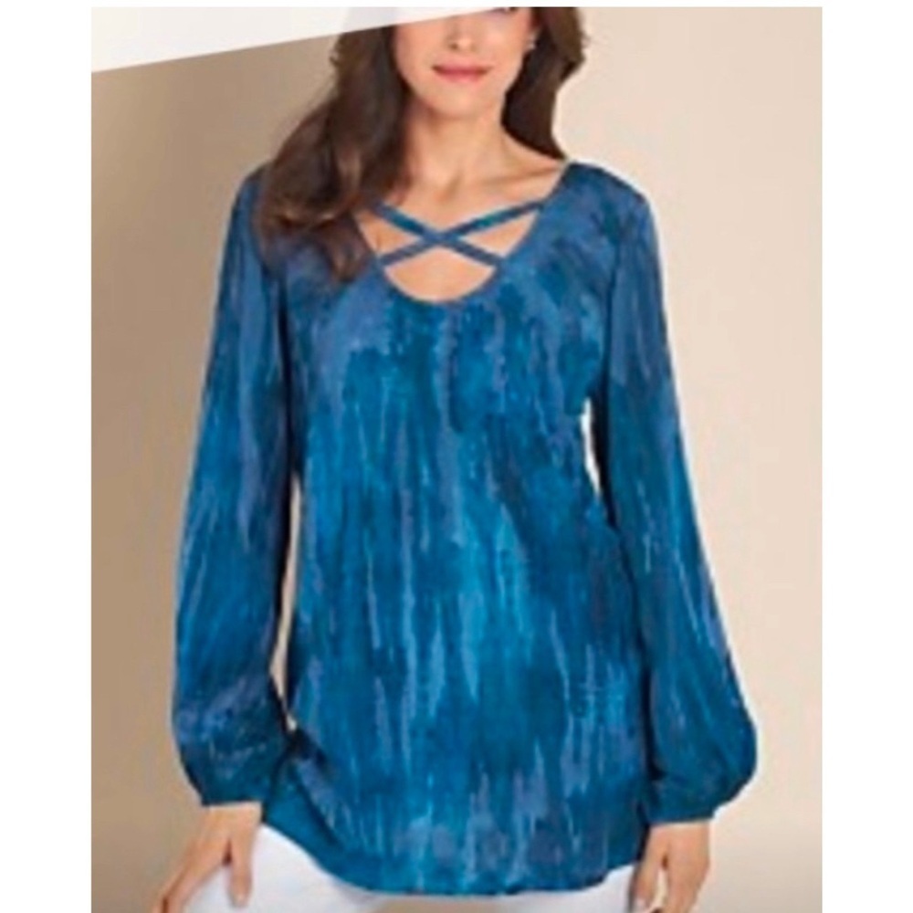 NWTSoft Surroundings Women's Bohemian Flowy Tie Dye Wrap Top Size L